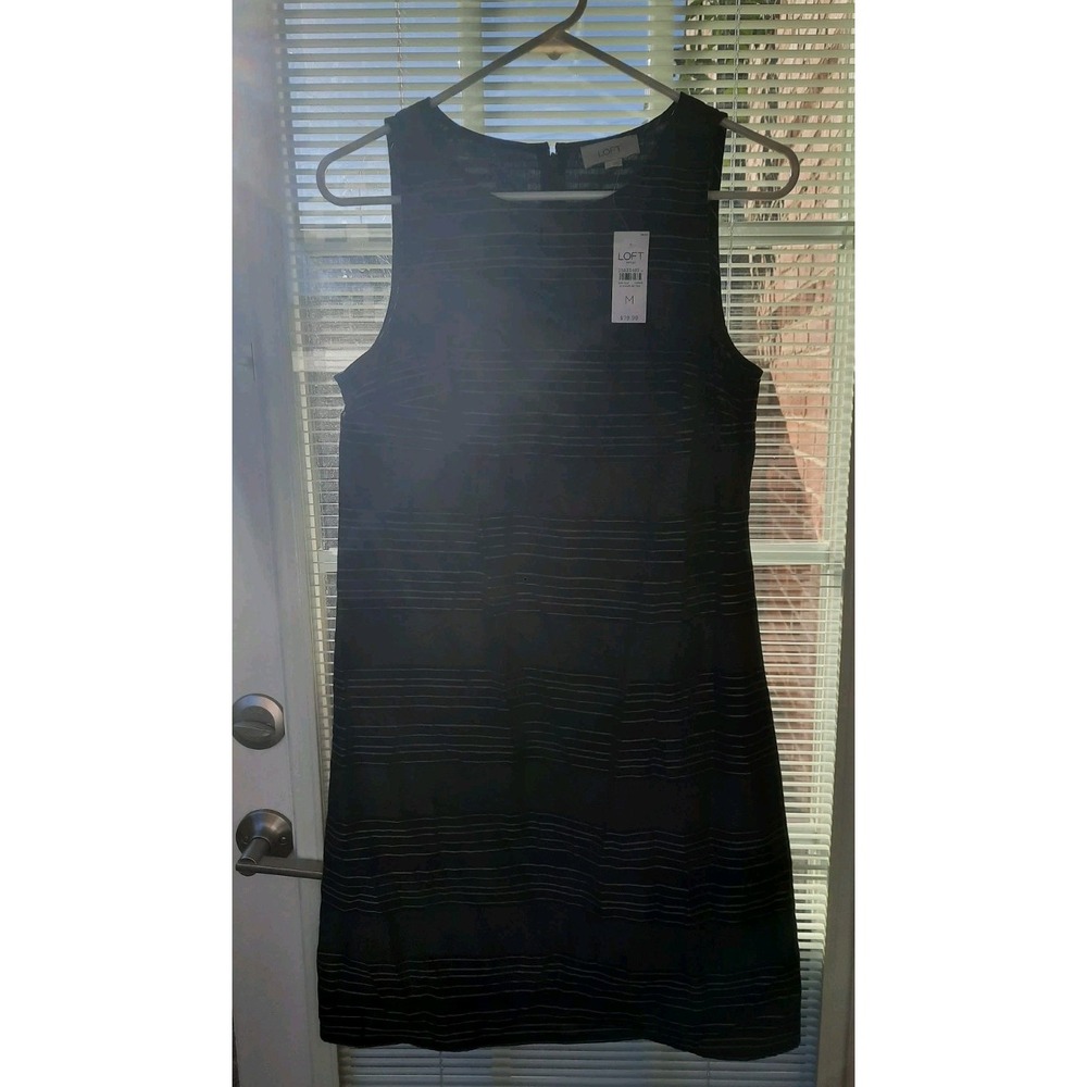 New Loft Black Sleeveless Dress Size Medium Summer Spring - Picture 3 of 9